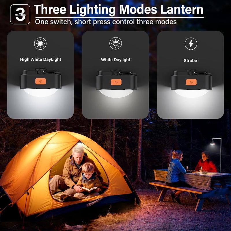 FLY2SKY Rechargeable Camping Lights 2Pcs Black Tent Lights Mini Flashlight Portable LED Camping Lantern Survival Gear Camping Accessories for Hiking Backpacking Fishing Hurricane Emergency Outage - Image 5